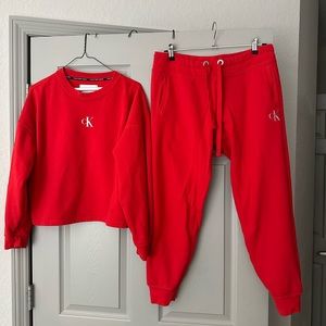 Red Calvin Klein set, long sleeves